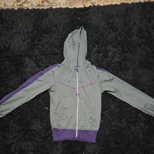 CUTE Womens Small Nike Athletic Dept. Gray and Purple Zip Up Jacket NWOT